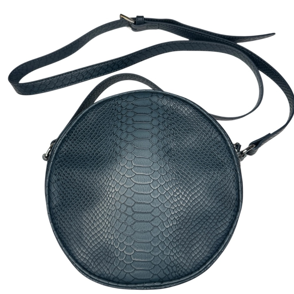 Banana Republic Teal Blue Snake-Embossed Vegan Leather Circle Crossbody Bag